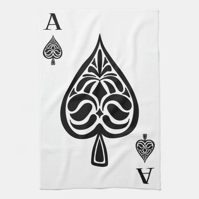 Ace of Spades Black and White-spelkort Kökshandduk (Vertikal)