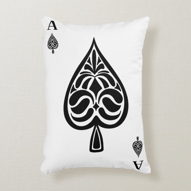 Ace of Spades Black and White-spelkort Prydnadskudde (Framsidan(Vertikal))