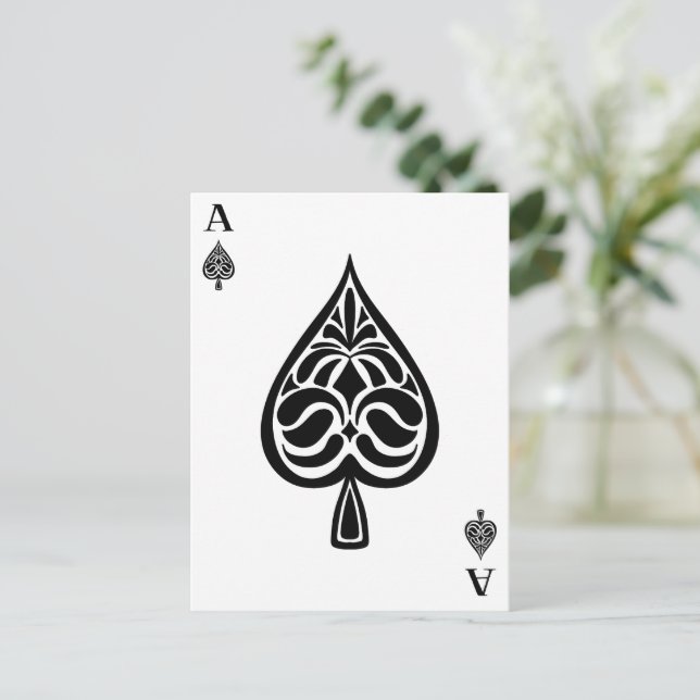Ace of Spades Black and White-spelkort Vykort (Stående Fram)