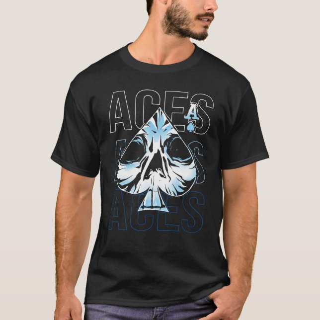 Ace Of Spades Card Skull T Shirt (Framsida)