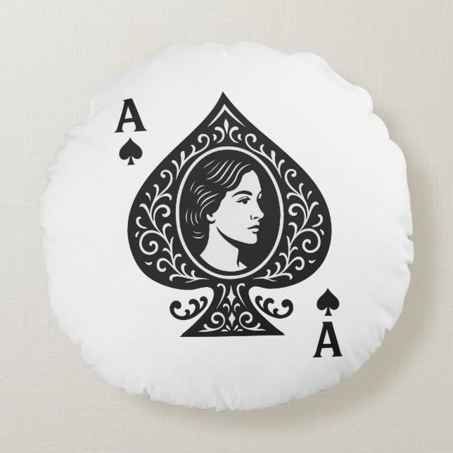 Ace of Spades - Dam Cameo Filigree Emblem Rund Kudde (Framsidan)