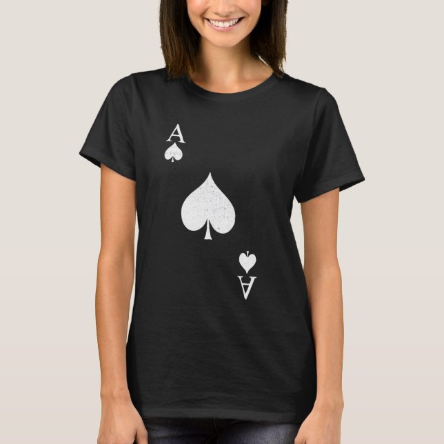Ace of Spades Deck of Cards Funny Halloween Costum T Shirt (Framsida)