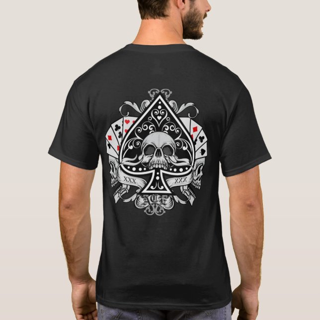 Ace of Spades Döskallars Spelkort Spelare T Shirt (Baksida)