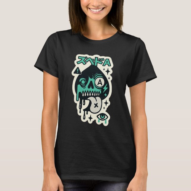 Ace of Spades - Drip-Skull Katakana T Shirt (Framsida)