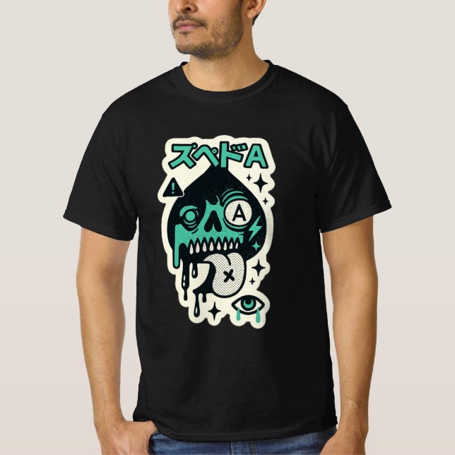Ace of Spades - Drip-Skull Katakana T Shirt (Framsida)