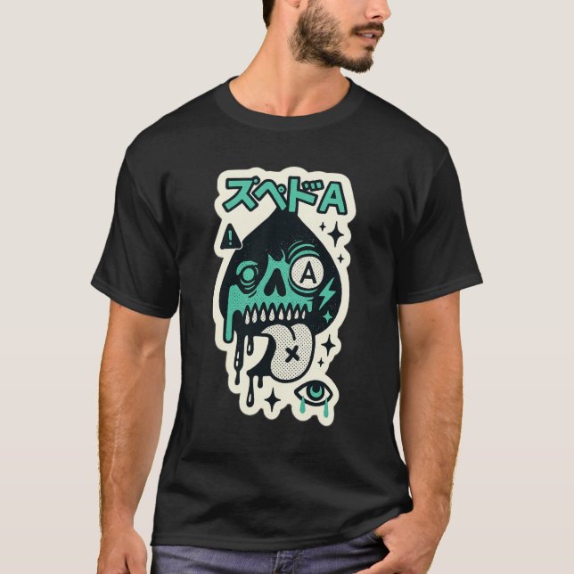 Ace of Spades - Drip-Skull Katakana T Shirt (Framsida)