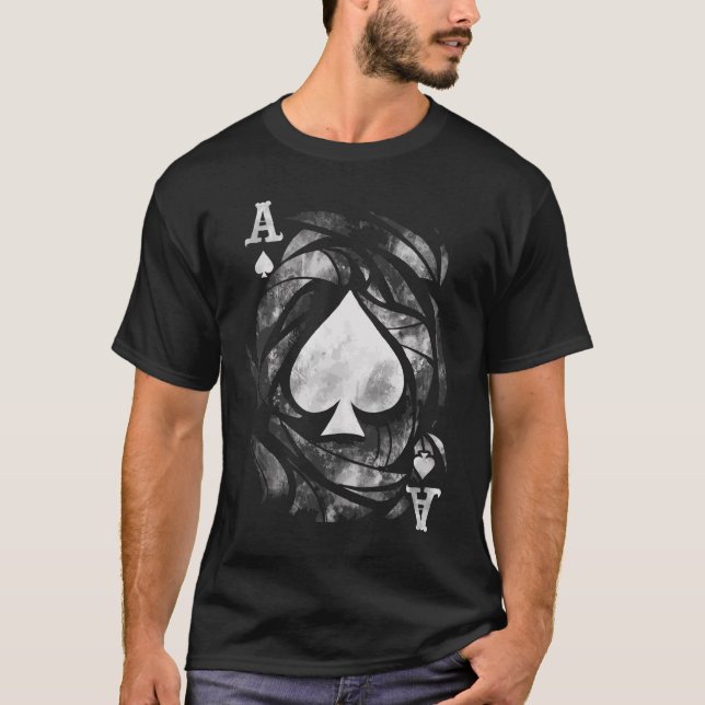 Ace of Spades Grunge Effect Card Player T Shirt (Framsida)