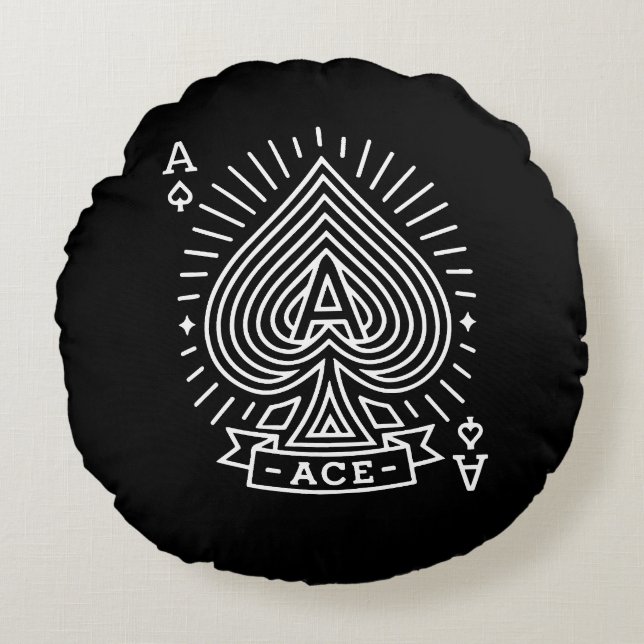 Ace of Spades - Monoline Sunburst Emblem Rund Kudde (Framsidan)