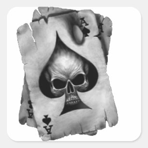 Ace of Spades Skull Fyrkantigt Klistermärke