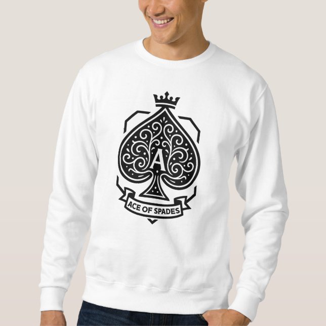 Ace of Spades Vapensköld - Crowned Filigree Lång Ärmad Tröja (Framsida)