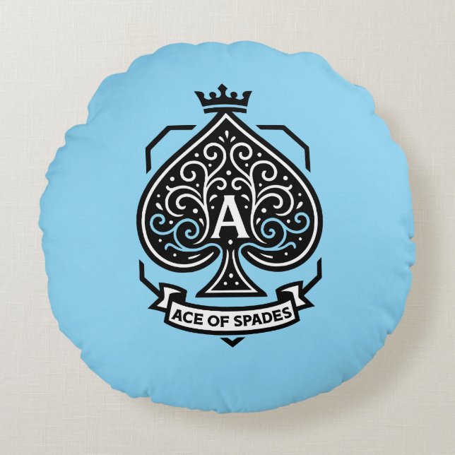 Ace of Spades Vapensköld - Crowned Filigree Rund Kudde (Framsidan)