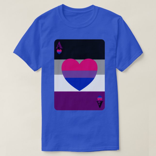 Ace play card Asexuellt and Biromantic T Shirt (Design framsida)