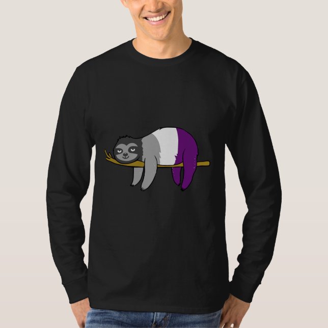 Ace Pride Sloth Asexuell T Shirt (Framsida)
