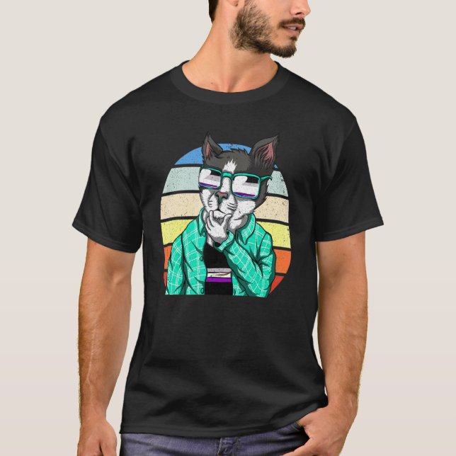 Ace Pride Solglasögon Asexualitet Flagga Katt Lgbt T Shirt (Framsida)