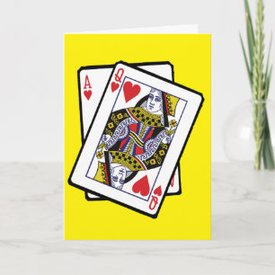 Ace & Queen of Hearts 21:a födelsedagen Kort