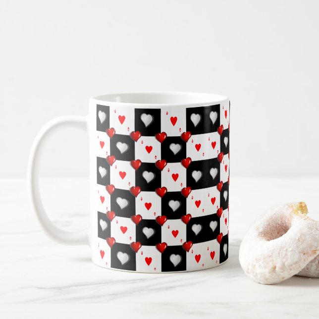 Ace Red Hearts Mugg (Med munk)