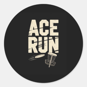 Ace Run Disc Golf Frisbee Sket Kedjor Retro Runt Klistermärke