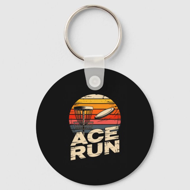 Ace Run Retro Disc Golf Sket Ace Run Sunset  Nyckelring (Framsida)