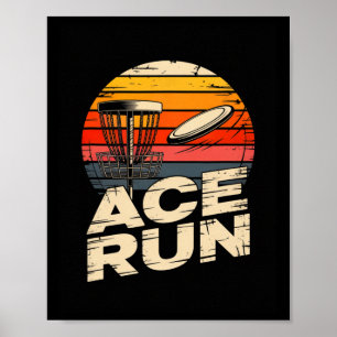 Ace Run Retro Disc Golf Sket Ace Run Sunset Poster