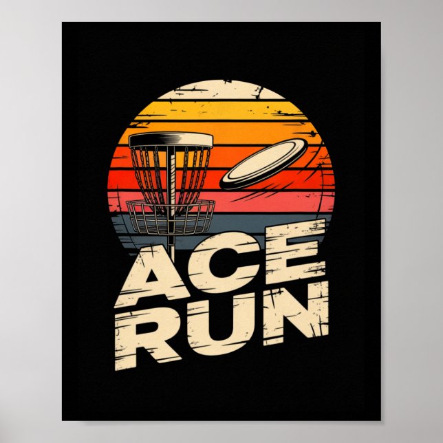 Ace Run Retro Disc Golf Sket Ace Run Sunset  Poster (Framsidan)