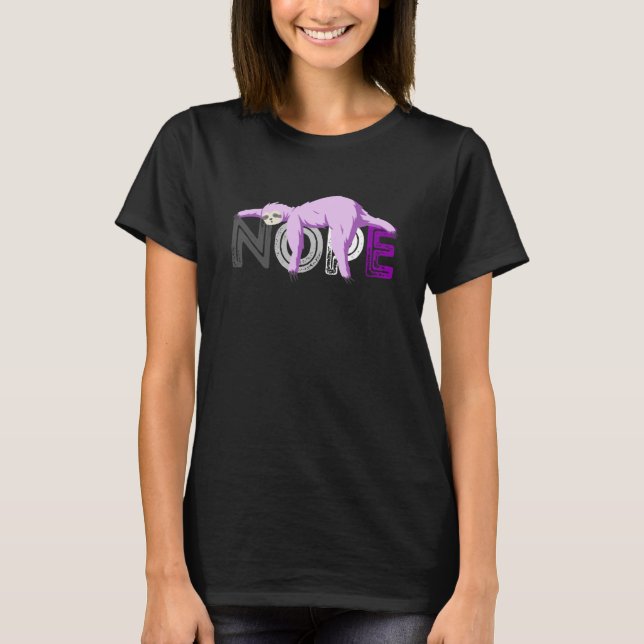 Ace Sloth Sleep Nope Asexual Flag LGBQA Asexuality T Shirt (Framsida)