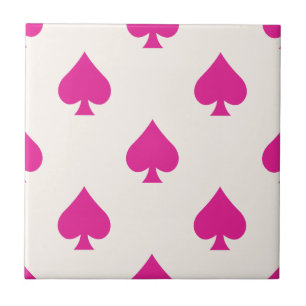 Ace Spades Mönster Rosa Retro Chic Finare Kakelplatta