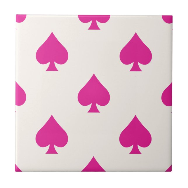 Ace Spades Mönster Rosa Retro Chic Finare Kakelplatta (Framsidan)