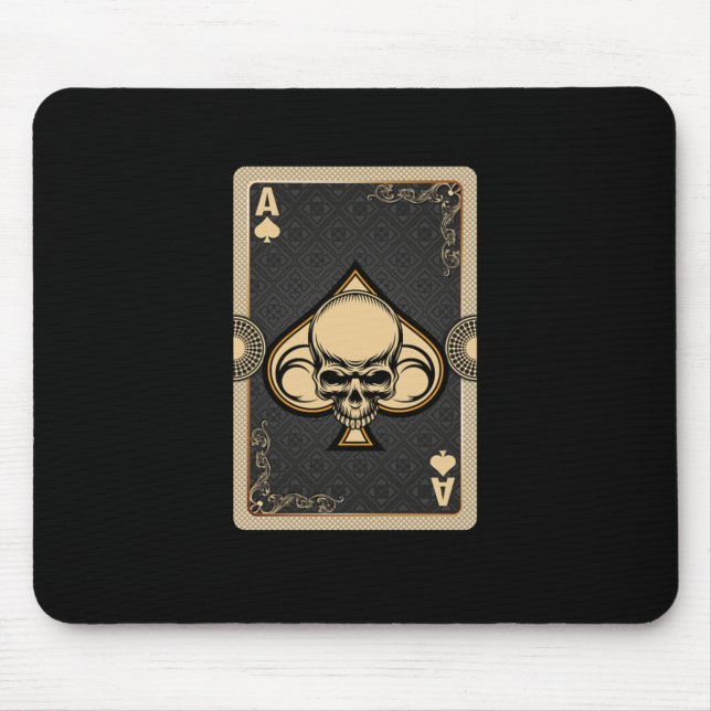 Ace Spades Skull Cards Poker Casino Player Gamblin Musmatta (Framsidan)