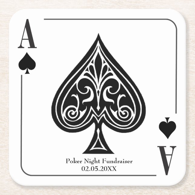 Ace Spades-spelkort, Poker, Casino Natt Underlägg Papper Kvadrat (Framsidan)