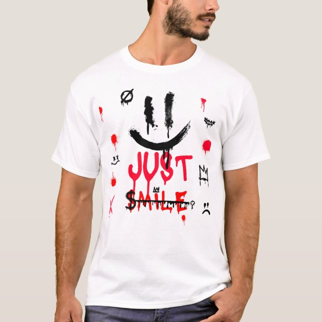 ACEDRIP - Just Smile Anpassad design T Shirt (Framsida)