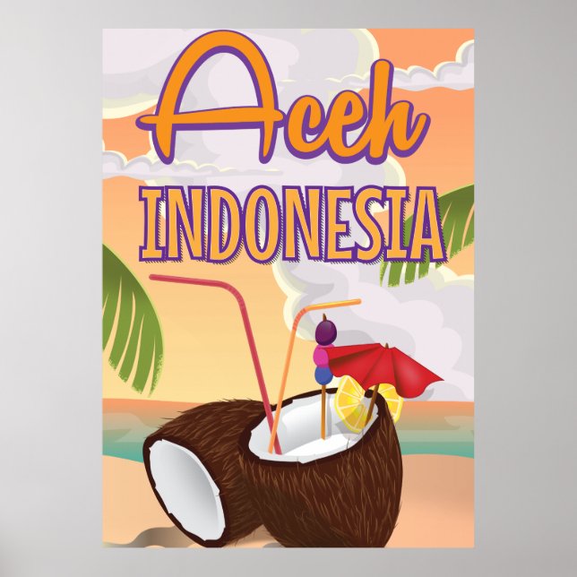 Aceh Indonesien vintage resematerialaffisch Poster (Framsidan)