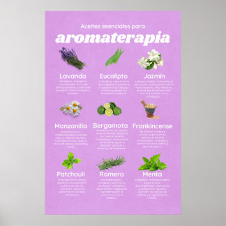 Aceites esenciales aromaterapia en español lavanda poster