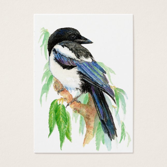 ACEO ATC Magpies Visitkort (Framsidan)