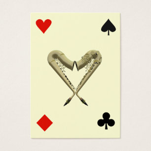 ACEO ATC-saxofoner av Hearts Diamond, Spade, Klubb Visitkort