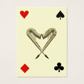 ACEO ATC-saxofoner av Hearts Diamond, Spade, Klubb Visitkort