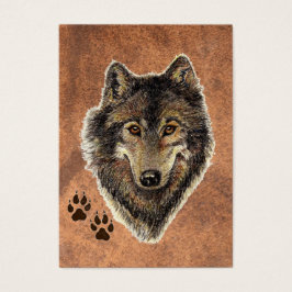 ACEO ATC Ursprunglig Watercolor Grått-Varg Visitkort