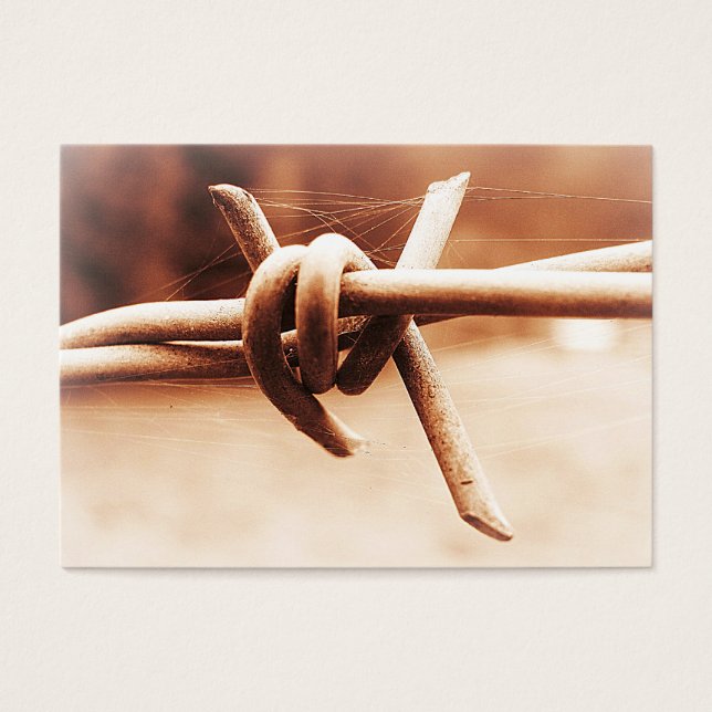ACEO Sepia Barbed Wire Close Visitkort (Framsidan)