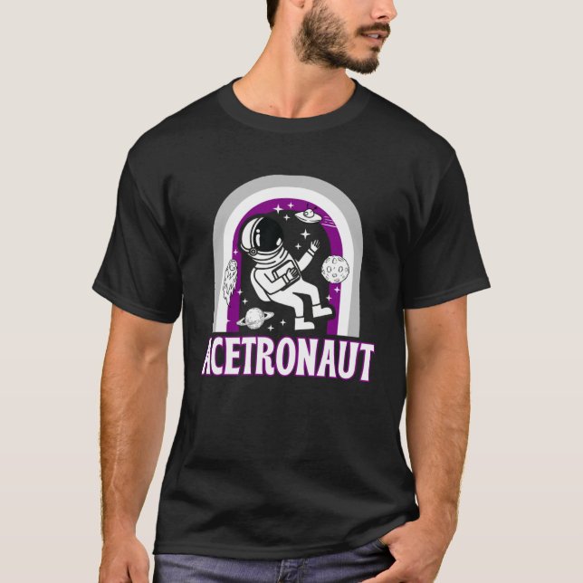 Acetronaut Asexuellt Pride Rainbow Astronaut Space T Shirt (Framsida)