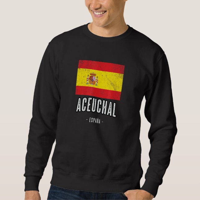 Aceuchal Spain Es Flagga City Bandera Ropa Lång Ärmad Tröja (Framsida)
