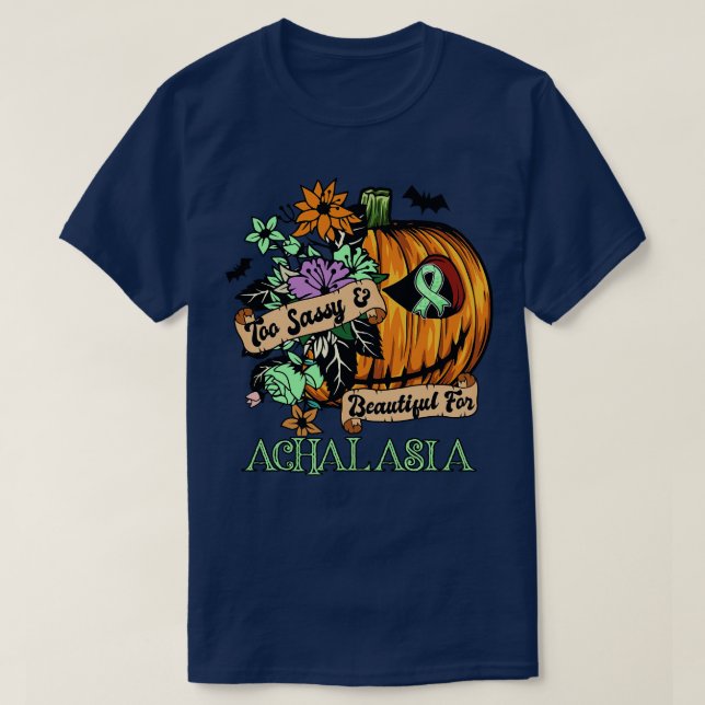 Achalasia Awareness retro halloween skrämmande pum T Shirt (Design framsida)