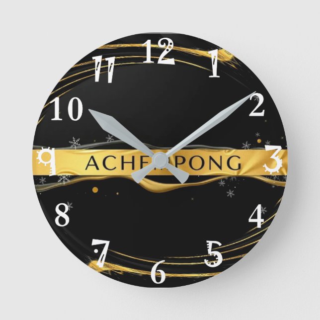 Achempong: Auric Cascade | Flytande guldlyx Rund Klocka (Framsida)