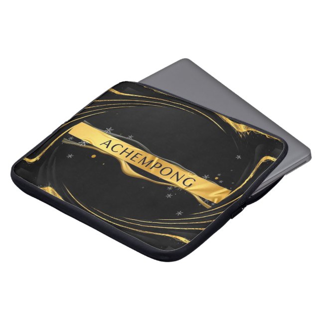Achempong: Auric Cascade Liquid Gold Flow Protect Laptop Fodral (Framsida topp)