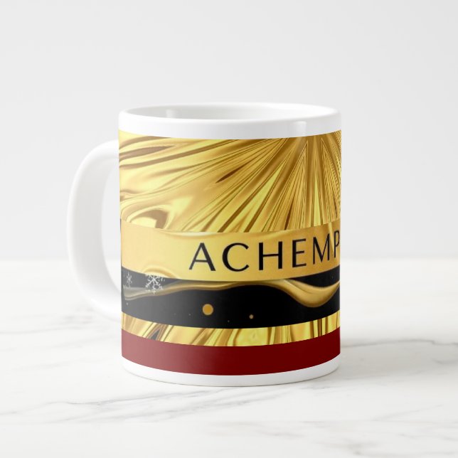 Achempong Designer Dryckesvaror: Crimson & Guld Op Jumbo Mugg (Framsida vänster)