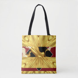 Achempong Designer Tote: Crimson & Gold Opulent Sw Tygkasse