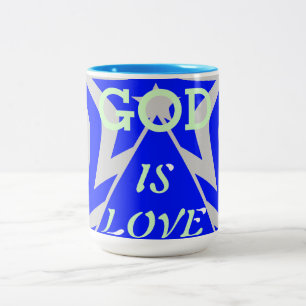 Achempong God är Kärlek Star Blue & Grått Two Tone Två-Tonad Mugg