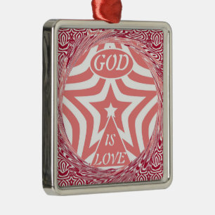 Achempong God är Kärlek Star Red Swirl Premium Julgransprydnad Metall