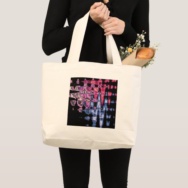 Achempong Modern Synthwave: Rosa Blå Abstrakt  Jumbo Tygkasse (Framsida (produkt))
