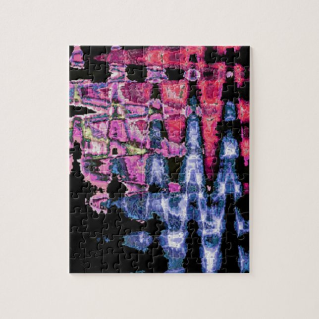 Achempong Modern Synthwave: Rosa Blå Abstrakt Pussel (Vertikal)