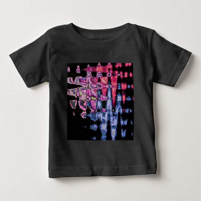 Achempong Modern Synthwave: Rosa Blå Abstrakt  T Shirt (Framsida)