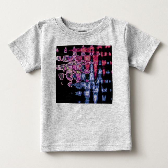 Achempong Modern Synthwave: Rosa Blå Abstrakt  Tee Shirt (Framsida)